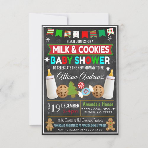 Christmas Milk and Cookies Baby Shower Invitation