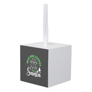 Christmas Milk and Cookies for Santa Cube Ornament