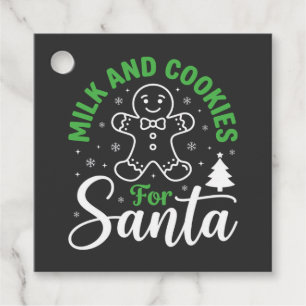Christmas Milk and Cookies for Santa Favor Tags