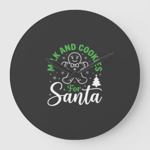 Christmas Milk and Cookies for Santa Large Clock