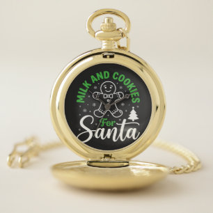 Christmas Milk and Cookies for Santa Pocket Watch