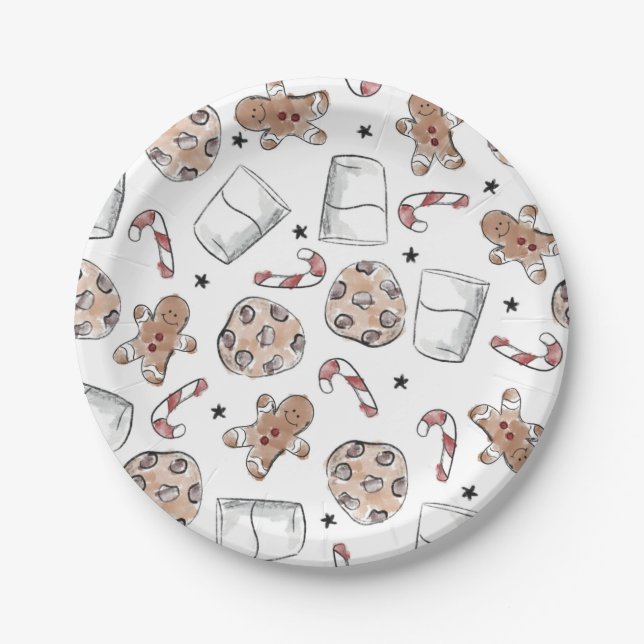 Christmas Milk and Cookies  Paper Plates (Front)