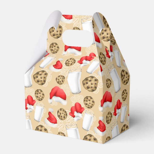 Christmas milk and cookies party tiled pattern  favor boxes (Front Side)