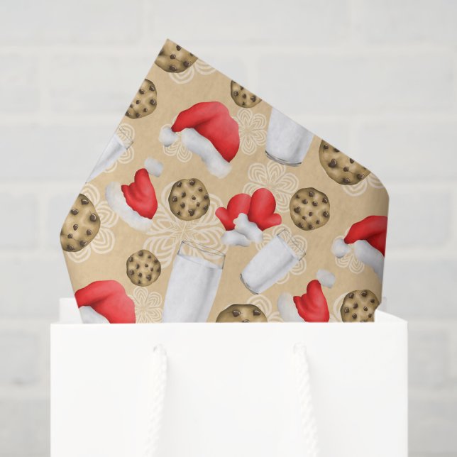Christmas milk and cookies party tiled pattern  tissue paper (Gift Bag)