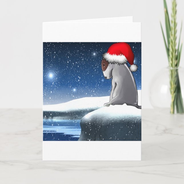 Christmas Milo (The Bull Terrier Puppy) Holiday Card (Front)
