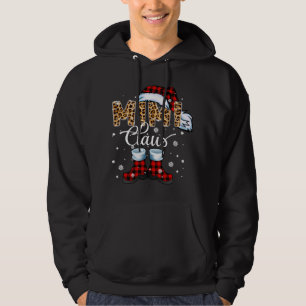 Christmas Mimi Claus Leopard Buffalo Plaid Pajama  Hoodie