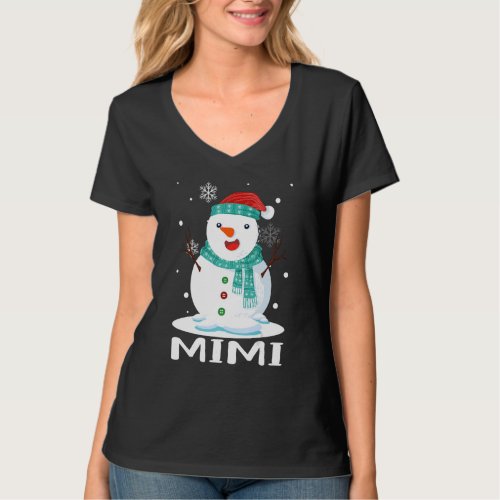 Christmas Mimi Snowman Santa Matching Family T_Shirt
