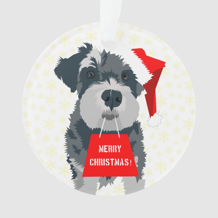 Christmas Mini Schnauzer Dog Santa Hat Ornament Zazzle