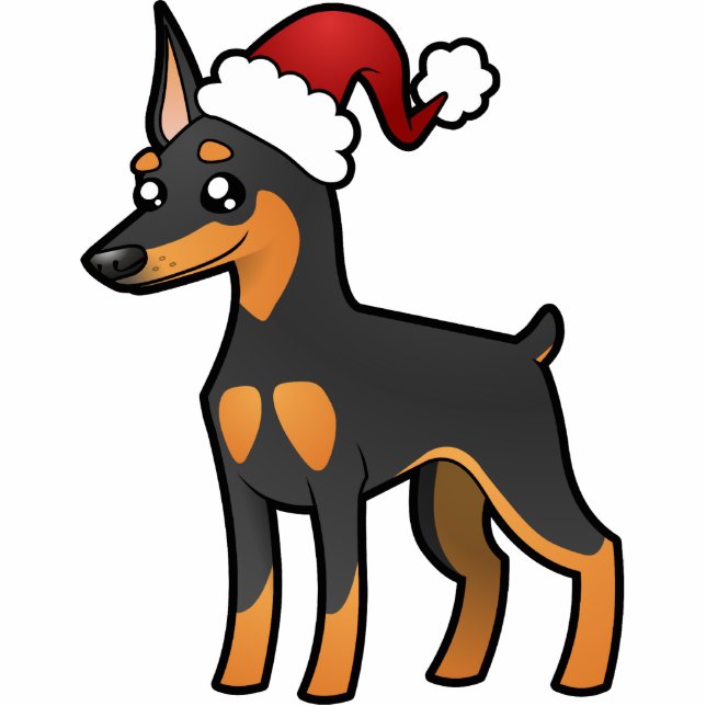 Christmas Miniature Pinscher / Manchester Terrier Statuette (Front)