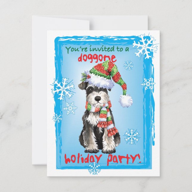Christmas Miniature Schnauzer Invitation (Front)