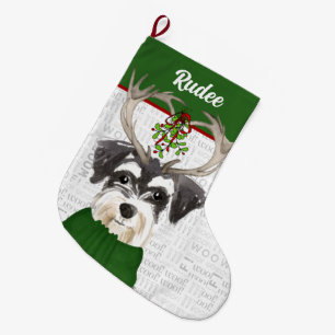Christmas Miniature Schnauzer with Dog's Name Large Christmas Stocking