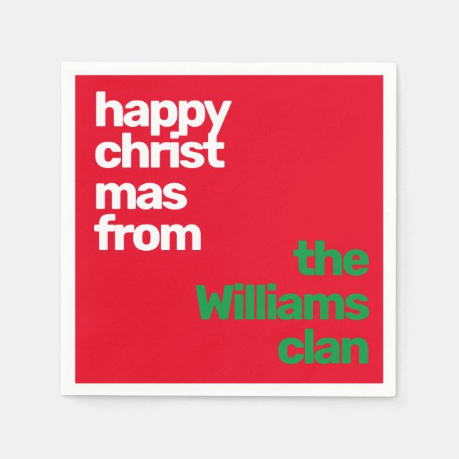 Christmas minimal custom modern party paper red  napkins (Front)