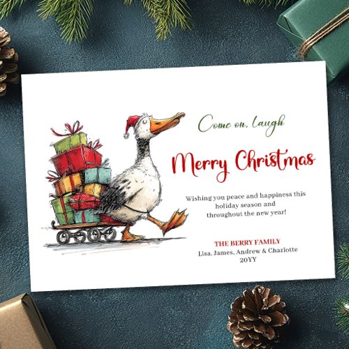 Christmas Minimal Goose Funny Whimsy Greeting Card