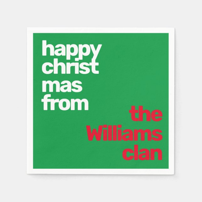 Christmas minimal modern party paper red  n napkins (Front)