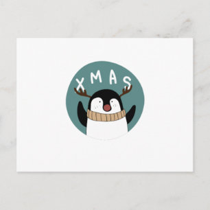 Christmas Minimal Penguin Winter Is Coming Postcard