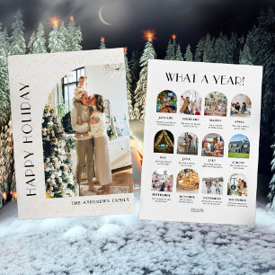 Christmas Minimal Photo Collage What a Year    Holiday Card