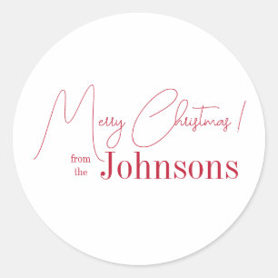 Christmas Minimal Red Classic Round Sticker