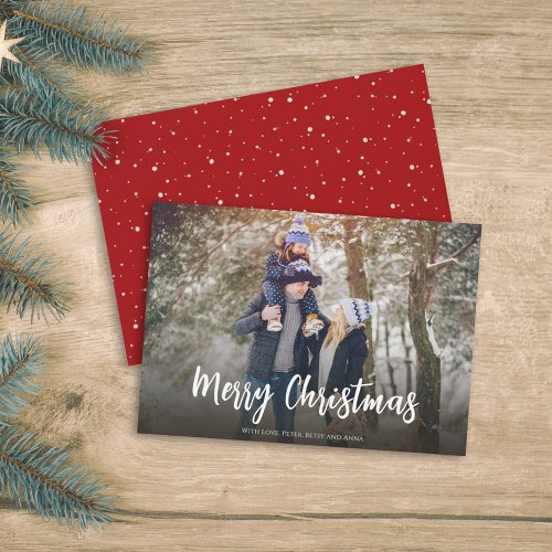 Christmas Minimal Red Dots Simple Festive 1 Photo  Holiday Card