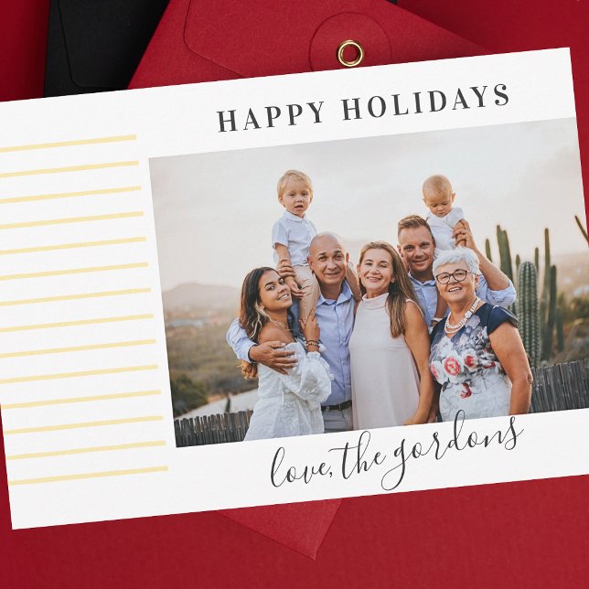 Christmas Minimalist Gold Elegant Photo Happy Holiday Card (Creator Uploaded)