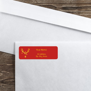 Christmas minimalist modern reindeer gold red label