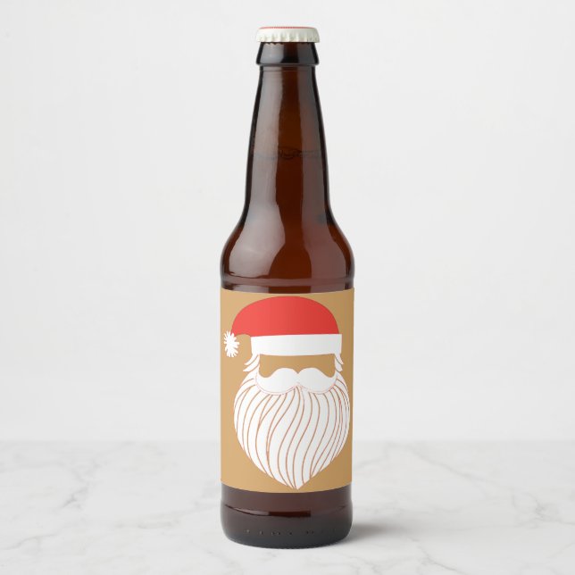 Christmas Minimalist Modern Santa Beer Bottle Label (Front)