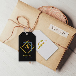 Christmas Minimalist Monogram in Frames Custom Gift Tags