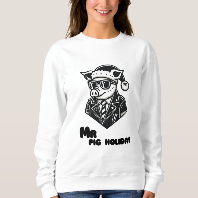 Christmas minimalist Mr pig holiday Sweatshirt (Front)