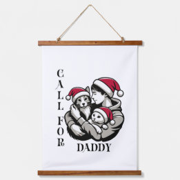 Christmas minimalist pet call for daddy hanging tapestry