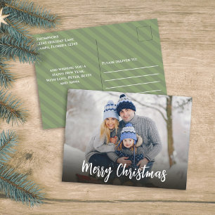 Christmas Minimalist Simple Calligraphy 1 Photo Holiday Postcard