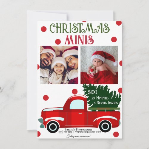 Christmas Minis Red Truck Photography Flyer   Invitation