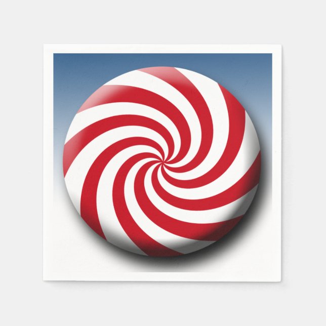 Christmas Mint Design Red White Holiday Colors Paper Napkins (Front)