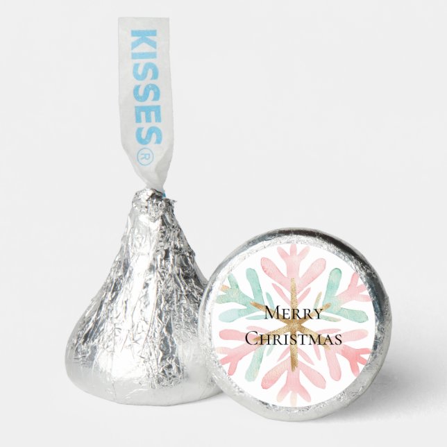 Christmas Mint Pink Snowflakes on White Hershey®'s Kisses® (Front)