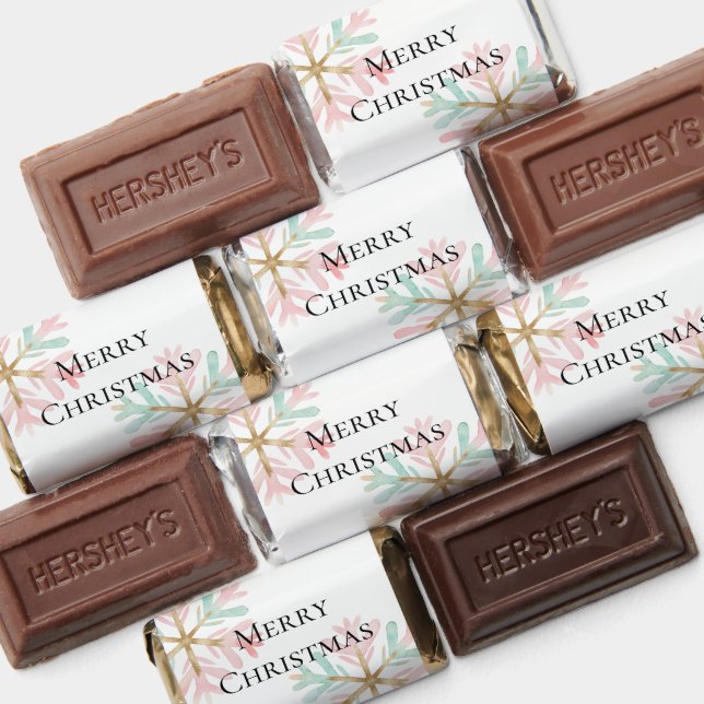 Christmas Mint Pink Snowflakes on White Hershey's Miniatures (Assorted)