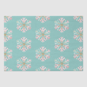 Christmas Mint Pink Snowflakes Tissue Paper