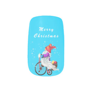 Christmas Minx Nail Art Gnome with Bike and Gifts