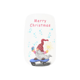 Christmas Minx Nail Art Skater Gnome with Gifts
