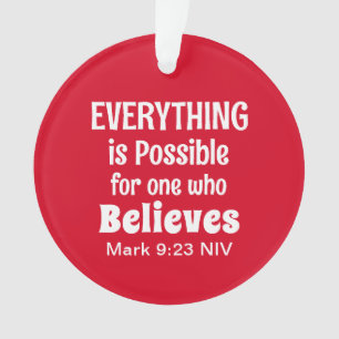 Christmas Miracle Bible Verse Christian Faith Red Ornament