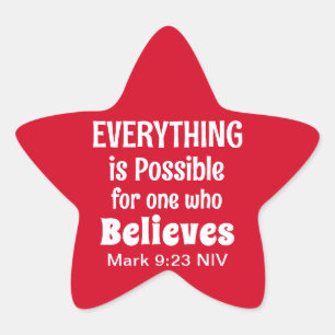Christmas Miracle Bible Verse Christian Faith Red Star Sticker