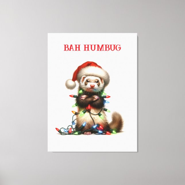 Christmas Mischief Ferret tangled Canvas Print (Front)