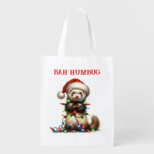 Christmas Mischief Ferret tangled Grocery Bag