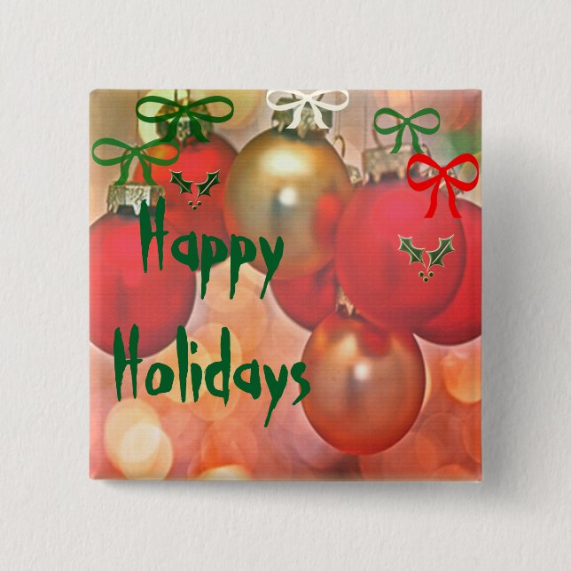 Christmas mistletoe and baubles button (Front)