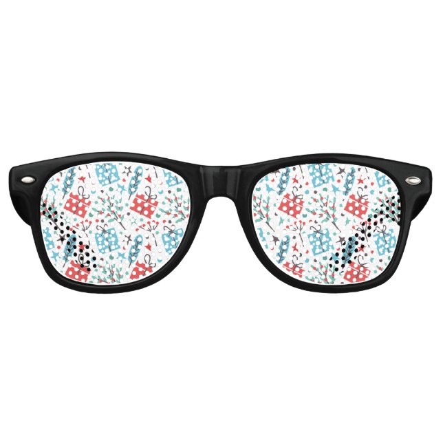 Christmas Mistletoe and Gift Pattern Retro Sunglasses (Front)