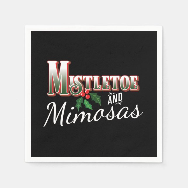 CHRISTMAS MISTLETOE AND MIMOSAS PAPER DECOUPAGE NAPKINS (Front)