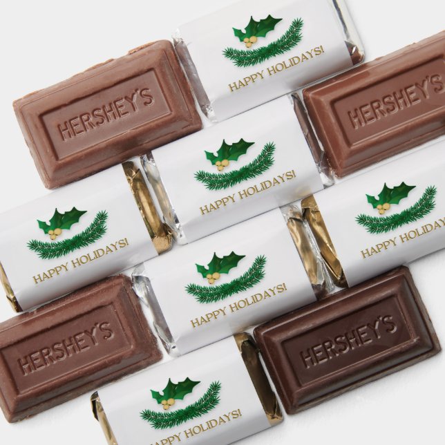 Christmas Mistletoe and Pine Branch Candy Wrapper Hershey's Miniatures (Assorted)