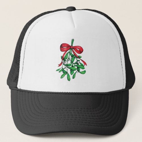 Christmas Mistletoe Below The Belt Funny Xmas Humo Trucker Hat