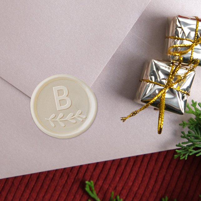 Christmas Mistletoe Botanical Family Monogram  Wax Seal Stamp (Wax Seal Stamp Mock-up)