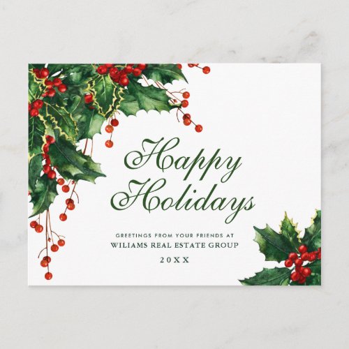 Christmas Mistletoe Branch Corporate Greeting Postcard
