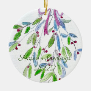 Christmas Mistletoe Ceramic Decoration