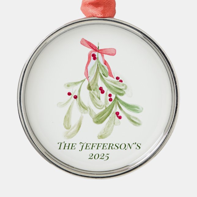 Christmas mistletoe cocktail napkins  metal ornament (Front)
