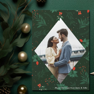 Christmas Mistletoe Couple Photo Magnetic Card